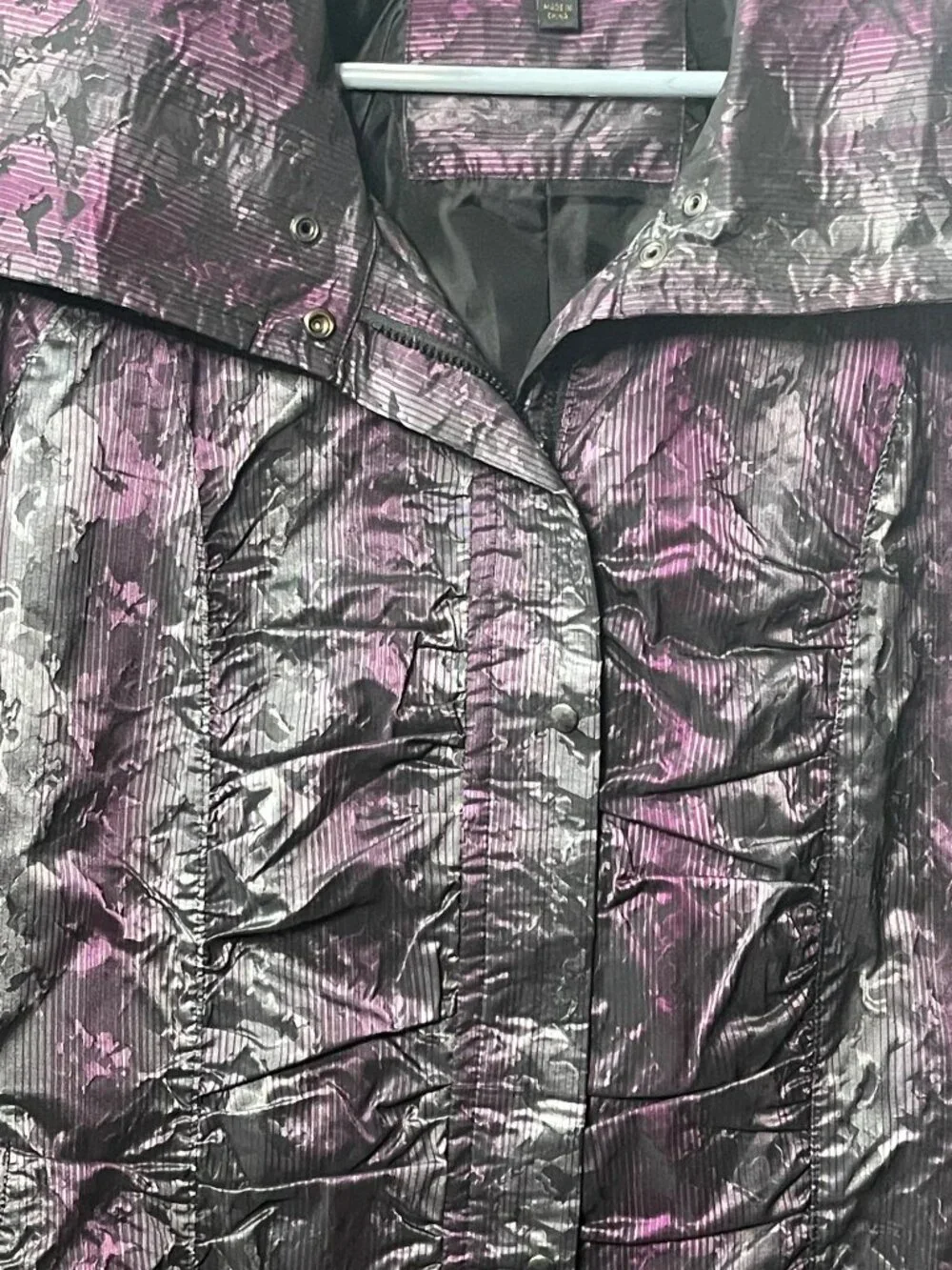 Womens Ruched Jacket Size Large Metallic Purple & Black Picadilly Fashions - Picture 15 of 16